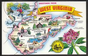 West Virginia Map Post Card PPC43