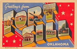 Greetings from Fort Sill, Okklahoma, USA Large Letter Military Camp 1957 