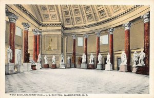 West Side, Statuary Hall, U.S. Capitol, Washington, D.C., Early Postcard, Unused