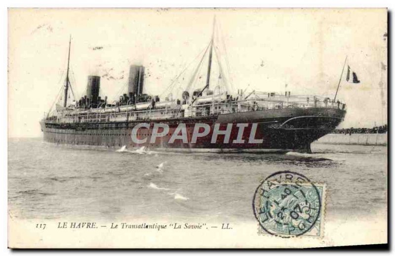 Old Postcard Boat Ship Le Havre The Transatlantic Savoy