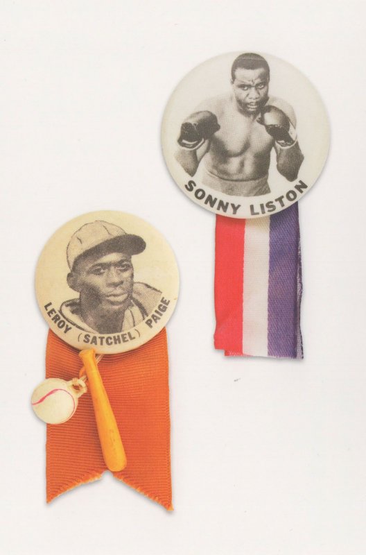 Sonny Liston Leroy Satchel Paige Boxer Baseball Badge Button Postcard