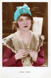 Lillian Gish Film Actress Hand Coloured Tinted Real Photo Postcard