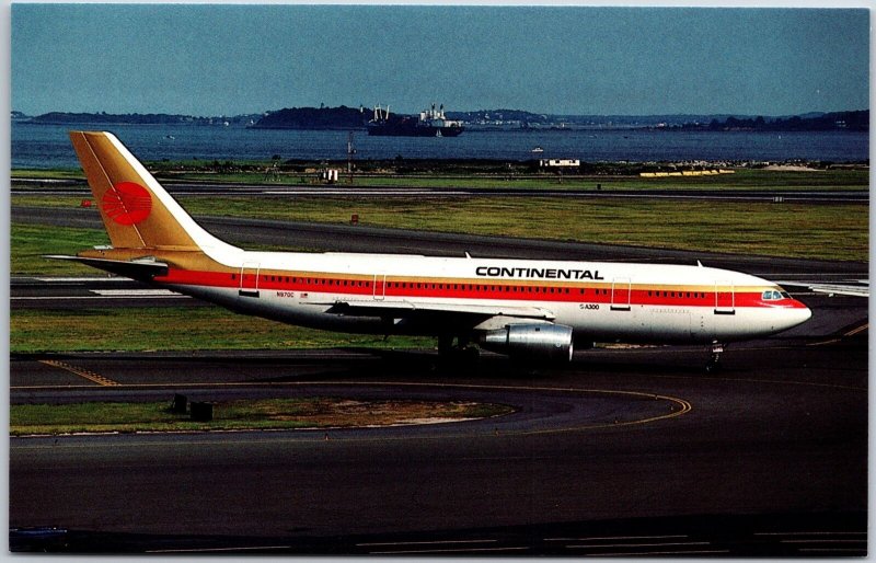 Airplane Continental Airline Airbus Industrie A300B4-203 Boston Airport Postcard