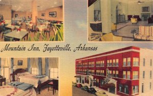 Fayetteville, AR Arkansas  MOUNTAIN INN HOTEL Lobby~Room~Cafe ROADSIDE Postcard