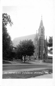 RPPC AMBOY IL St. Patricks Church Illinois Vintage Real Photo Postcard ca 1940s