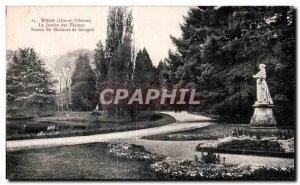 Old Postcard Vitre (Ille et Vilaine) The Plant Garden Statue of Madame de Sev...