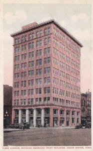 Iowa Cedar Rapids First Avenue Showing American Trust Building 1916