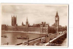 London England Vintage RPPC Real Photo Westminster Bridge House of Parliament