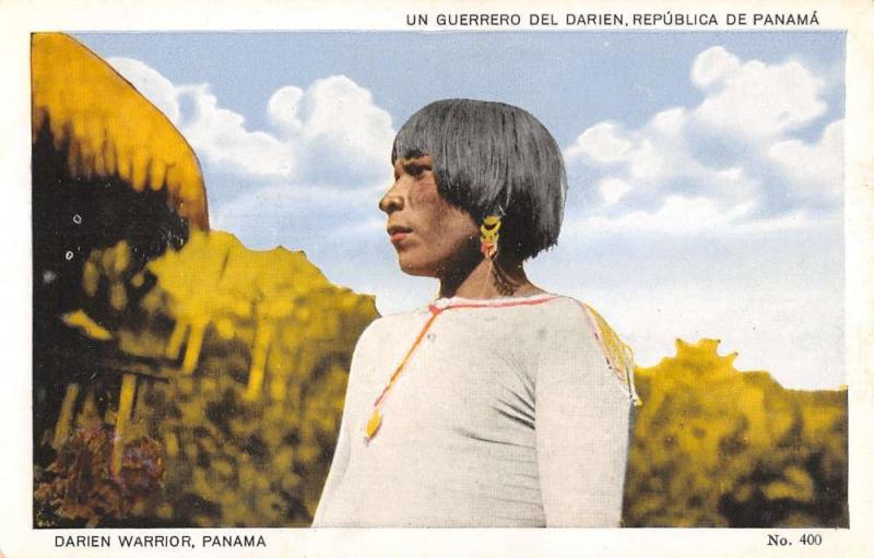 Panama Native Darien Warrior Man Portrait Antique Postcard K15495