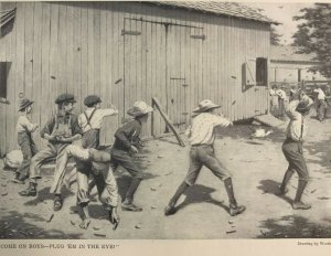 circa 1907 Boys Playing Barnyard Baseball Outing Magazine Book Print 2v1-104