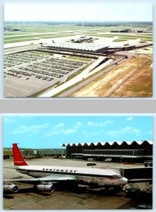 2 Postcards MINNEAPOLIS ~ ST. PAUL AIRPORT ~Wold Chamberlain Field NEW TERMINAL