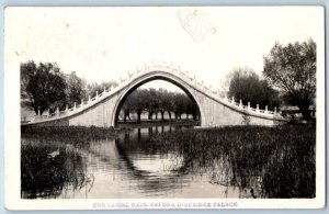 Beijing China Postcard The Camel Back Bridge in Summer Palace c1920's RPPC Photo