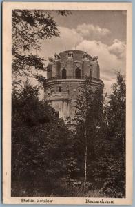 SZSZECIN POLAND STETTIN GOCLAW DISTRICT BISMARK TOWER ANTIQUE POSTCARD