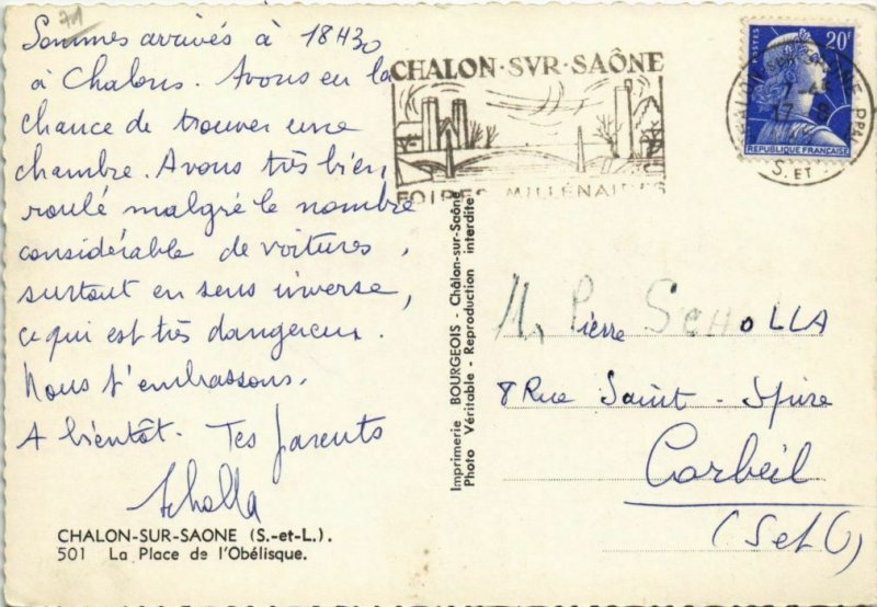 CPM CHALON-sur-SAONE La Place de l'Obelisque (1169735)