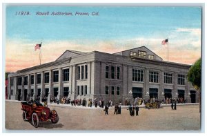 c1910 Rowell Auditorium Building Tourists Crowd Fresno California CA Postcard 