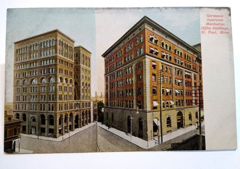 St Paul Minnesota Postcard Germania Insurance Manhattan Office Buildings