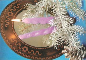 Holidays christmas candle mirror decoration Postcard