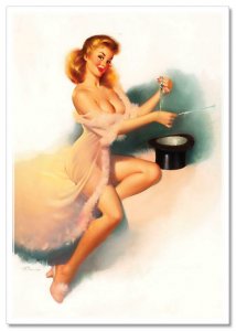 PIN UP GIRL by Edward Runci Woman Jewelry Silk Hat negligee MODERN Postcard