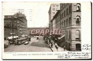 Postcard Old Entrance To Pennsylvania Ferry Jersey City Tram