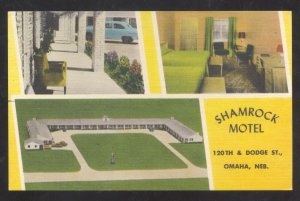 OMAHA NEBRASKA SHAMROCK MOTEL INTERIOR LINEN ADVERTISING POSTCARD