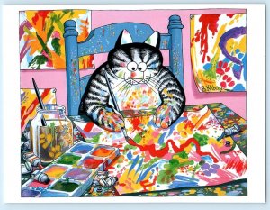 KLIBAN'S CATS ~ Artist B. KLIBAN Messy Cat FINGER PAINTING 4¾x6½ Postcard
