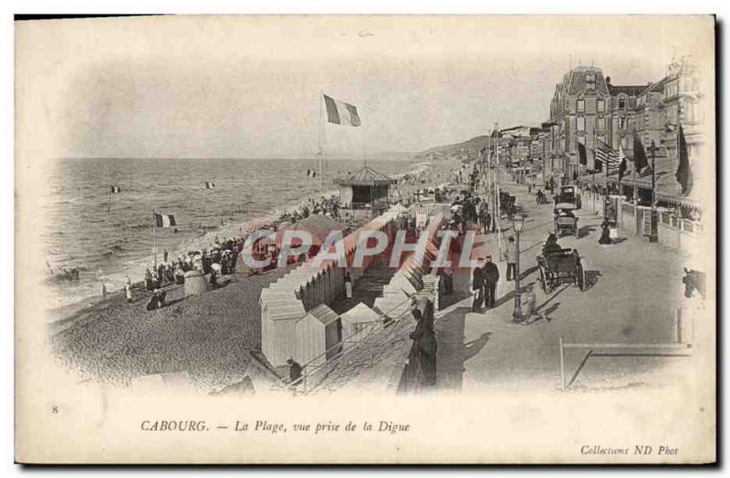 Old Postcard Cabourg Beach The view from the dike