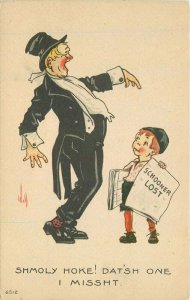 C-1910 Wall Comic Drunk Host Schooner Newspaper Postcard 22-1312