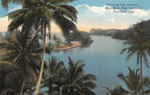 JAMAICA Blue-Hole, Port Antonio Palm Trees c1910s Vintage Postcard