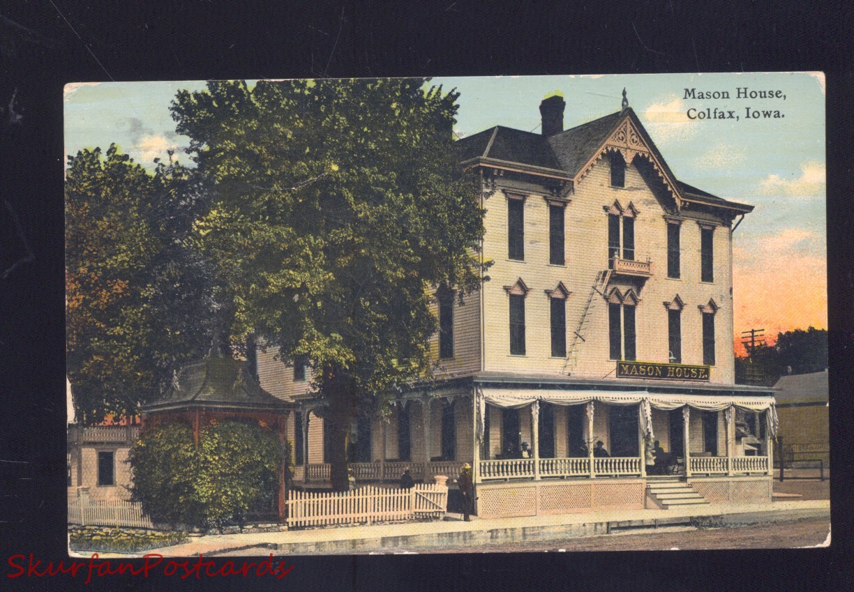 Colfax Iowa Mason House Antique Vintage Postcard 1914 United States