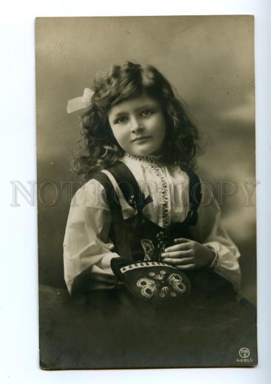 141001 Curly Girl w/ Fashionable Handbag Vintage PHOTO PC