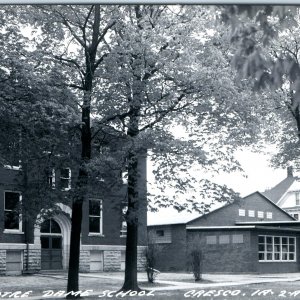 c1950s Cresco, IA RPPC Notre Dame School Postcard 1910 Assumption Parochial A102