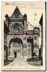 Old Postcard Villeneuve Sur Yonne Facade From & # 39Eglise Notre Dame