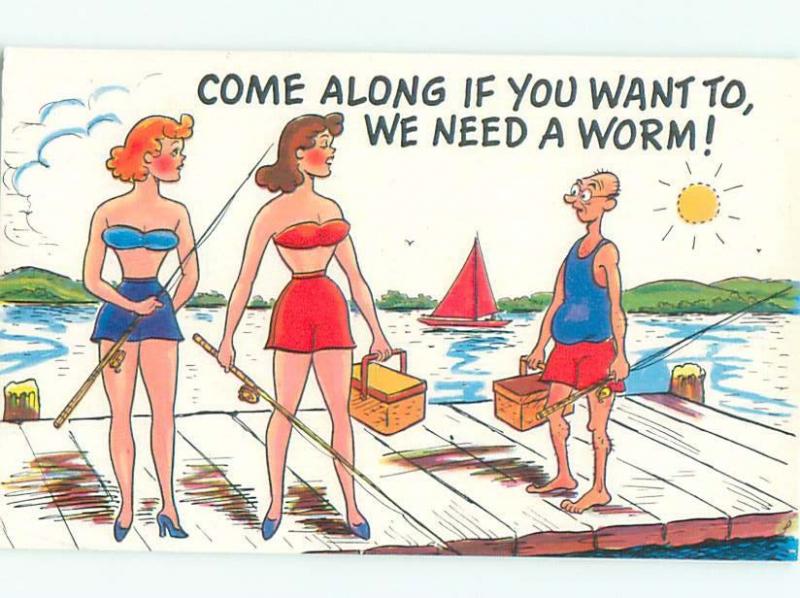 Pre-1980 Risque Comic SEXY GIRLS WITH FISHING RODS AB6940