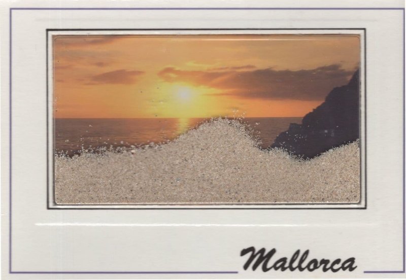 Mallorca Golden Sunset Amazing Spanish Real Moving Sand Postcard