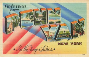 Greetings From Penn Yan NY In THe Finger Lakes Linen Postcard