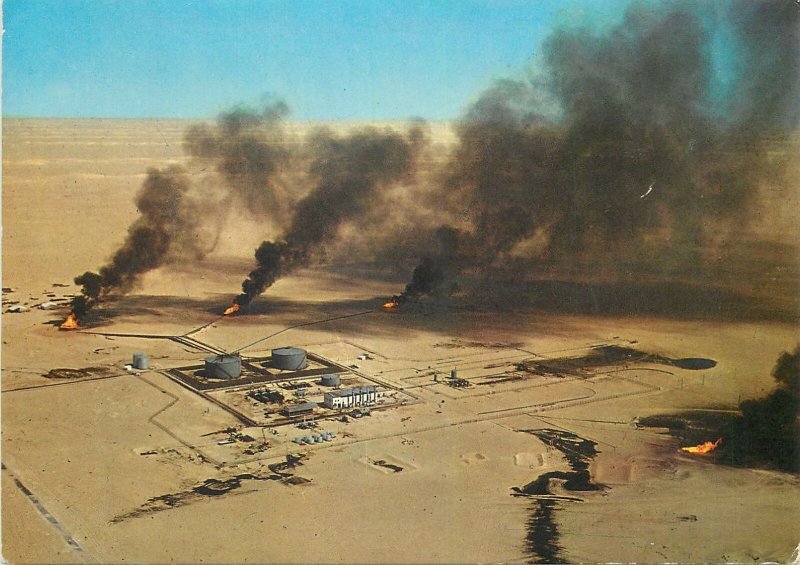 Libya Postcard Sahara oil wells