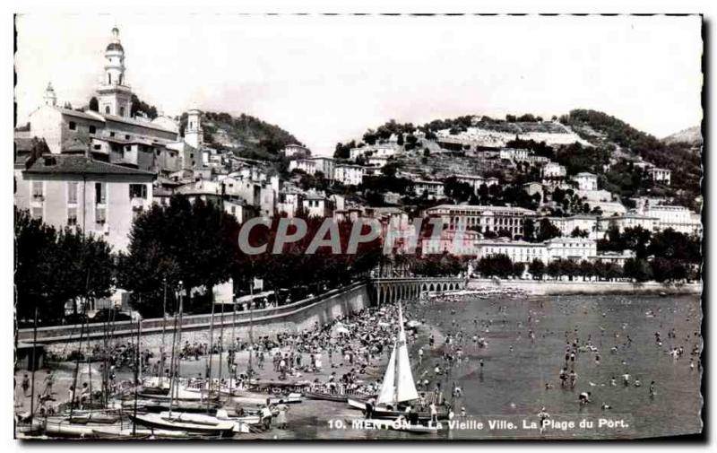 Old Postcard Menton Old Town The Port Beach