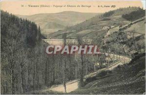 Old Postcard Tarare Rhone Landscape and Dam Road