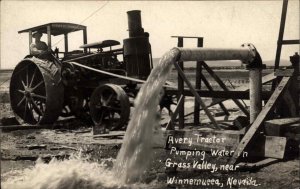 Grass Valley Near Winnemucca NV Avery Tractor Pumping Water c1910 RPPC