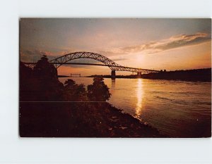 Postcard Sunset over Bourne Bridge & Cape Cod Canal Cape Cod Massachusetts USA