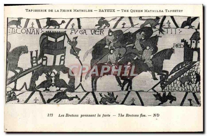 Old Postcard Queen Mathilde Bayeux Tapestry The Britons flee