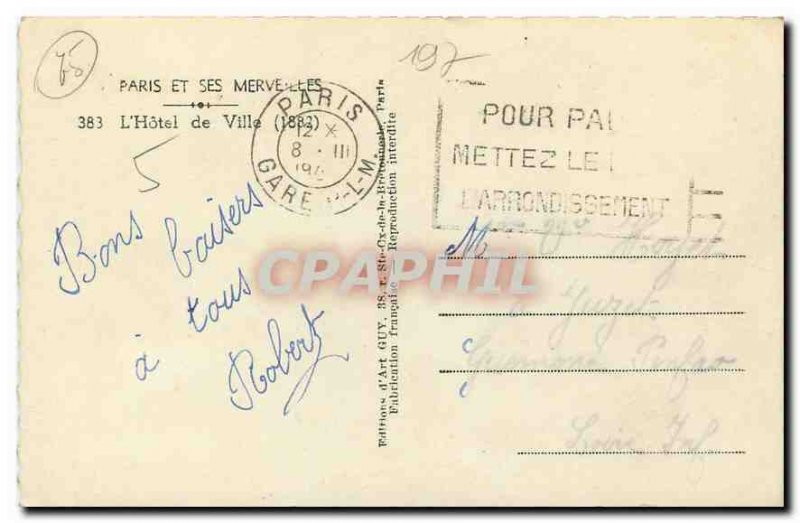 Old Postcard Paris and Meirelles's City Hall