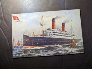 Mint England Ship Postcard Cunard Line SS Carmania Turbine Steamer