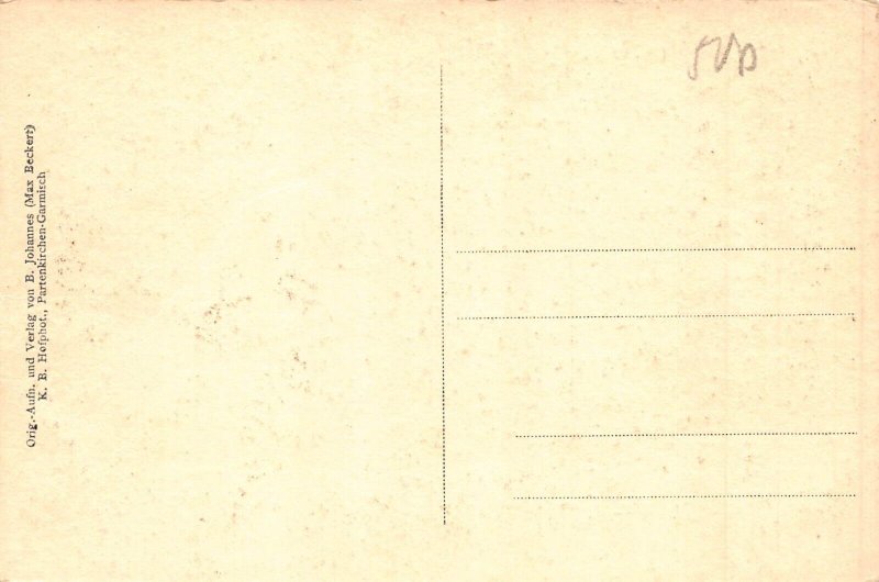 Germany Badersee mit Zugspitze Mountain lake vintage postcard