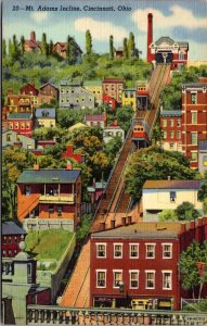 1947 Linen Postcard Mt. Adams Incline in Cincinnati, Ohio