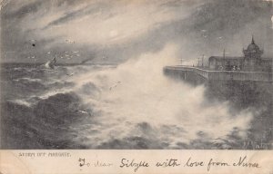 STORM OFF MARGATE KENT ENGLAND~1902 TUCK ROUGH SEA #801-G E NEWTON PHOTO POSTCRD