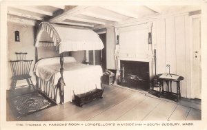 South Sudbury Massachusetts 1930s RPPC Real Photo Postcard Longfellow's Inn Room