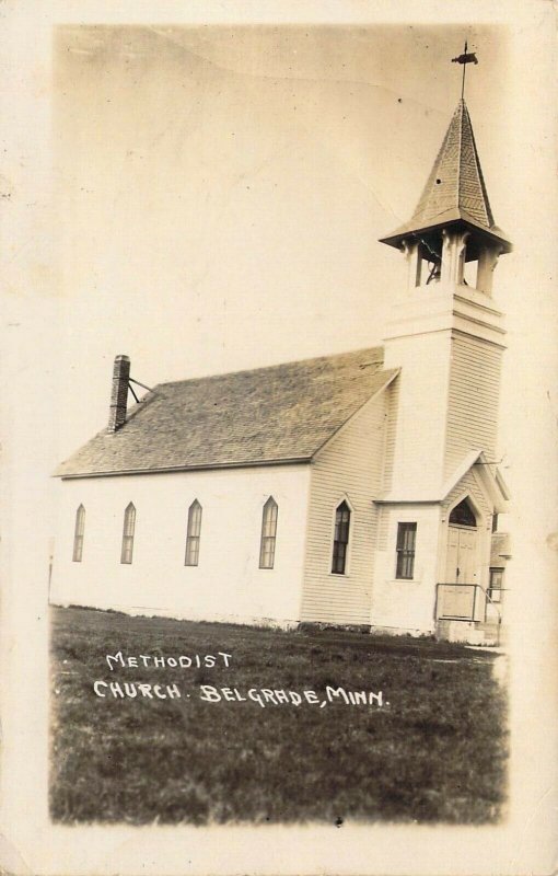 '07 RPPC Real Photo, Methodist, M.E. Church, Belgrade, MN,Old Postcard