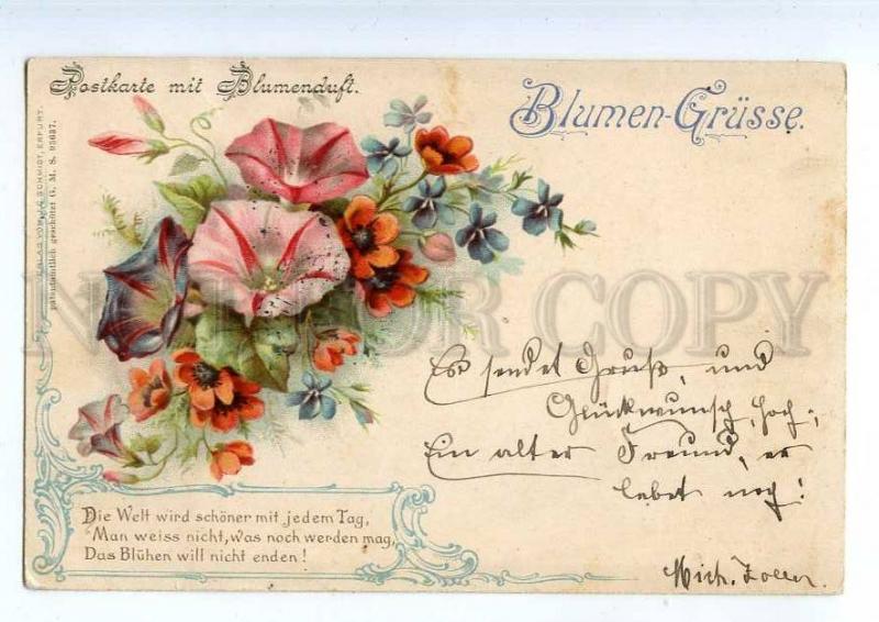 240701 Blumen GRUSS Flowers Greeting Vintage SCHMIDT #93637 PC