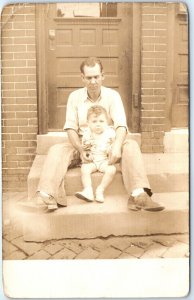 x3 RPPC LOT c1910s Different Families Sit on House Step Entry Stoop Smiles A146